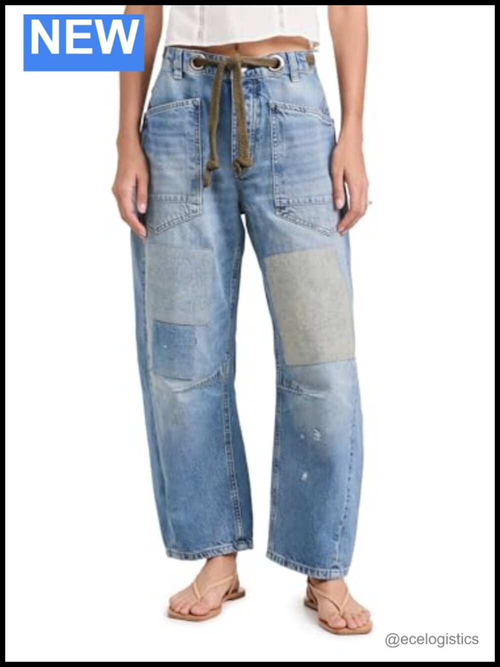 Free People Moxie Low Slung Pull-On Barrel Jeans Non-Stretch Denim